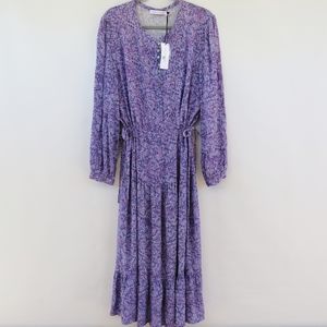 Rebecca Minkoff Esme Lilac Purple Ditzy Floral Maxi Dress Size XL